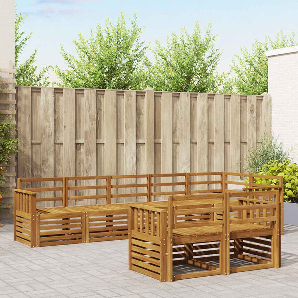 vidaXL Sedežne garniture 8 pcs Naravna Masiven les akacije