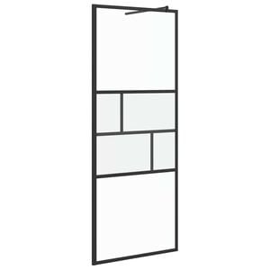 vidaXL Stena za odprto prho Črna 80 x 195 x 0,5 cm Steklo in aluminij