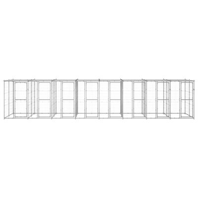 vidaXL Zunanji pasji boks pocinkano jeklo s streho 19,36 m²