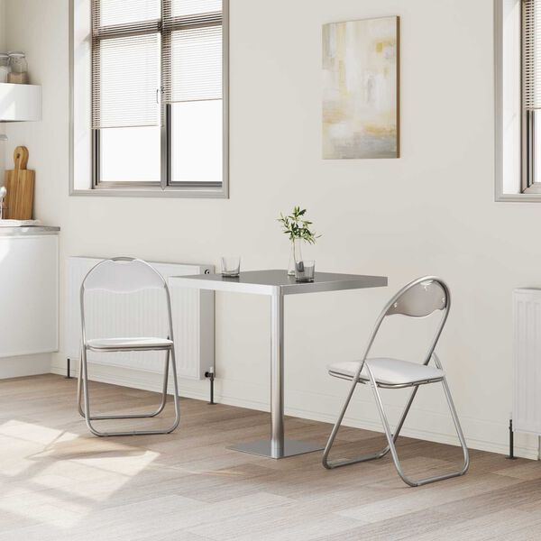 vidaXL Zložljiva stolica 2 pcs Bela in siva 48 x 43,5 x 81 cm
