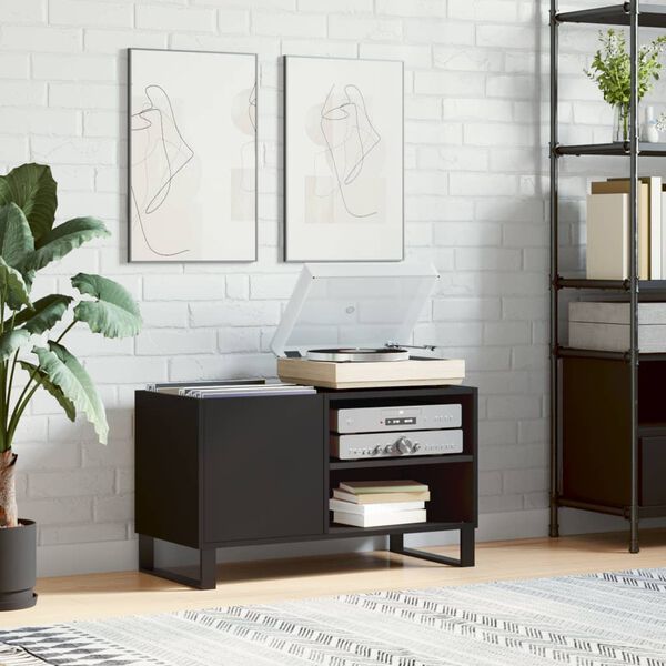 vidaXL Omarica za gramofonske plošče črna 85x38x48 cm inženirski les