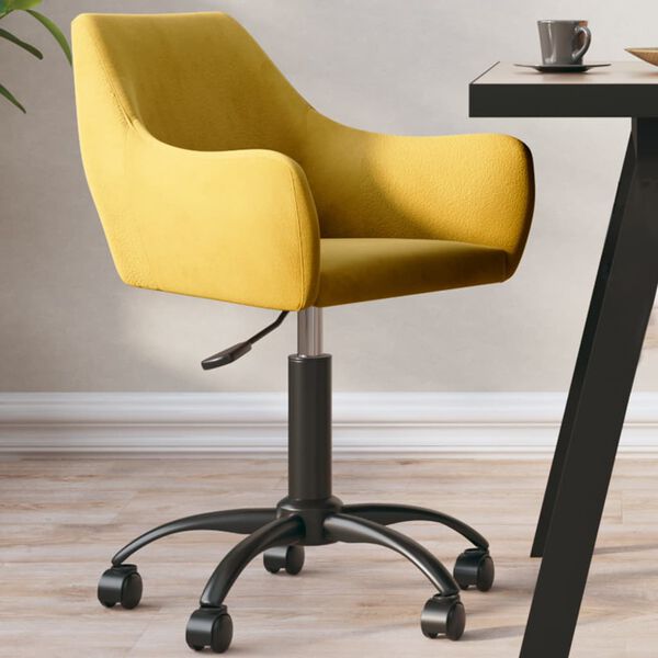 vidaXL Vrtljiv jedilni stol gorčično rumen žamet