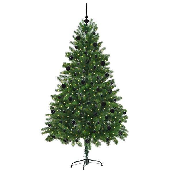 vidaXL Božično drevo med 300 LED z stojalom Zelena 210 cm PE