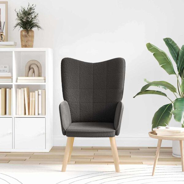 vidaXL fotelj Temno siva 62 x 67 x 95,5 cm Sherpa tkanina