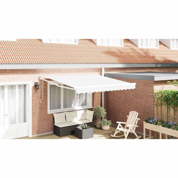 vidaXL Retraktilna tenda Bela 350 x 250 cm blago