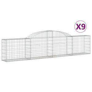 vidaXL Obokana gabionska ko&scaron;ara 9 kosov 300x30x60/80 cm cinkano železo