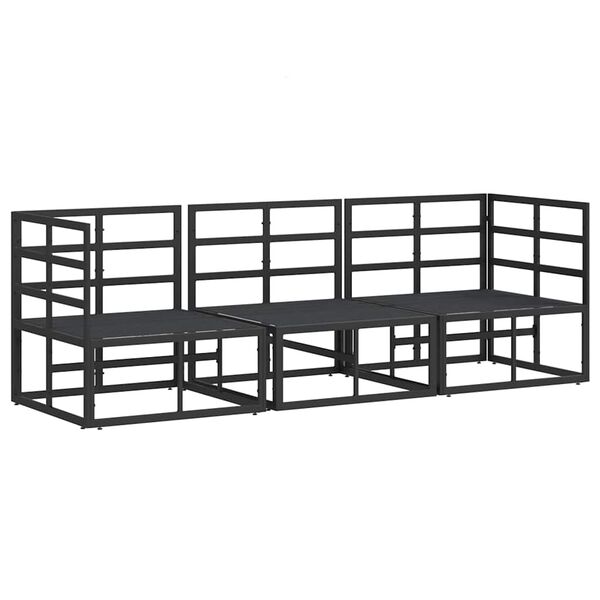 vidaXL Zunanja Pohištvo z blazino z blazino Črna Aluminij