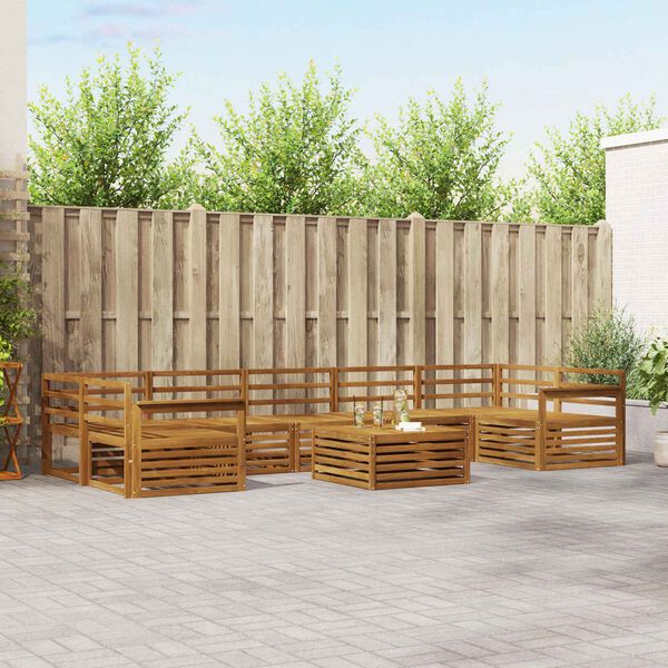 vidaXL Zunanja garnitura za sedenje 8 pcs Naravna Masiven les akacije