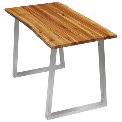vidaXL Jedilna miza 120x65x75 cm trden akacijev les in nerjaveče jeklo