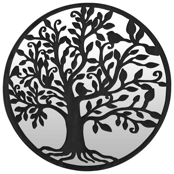 vidaXL Vrtno ogledalo črno 60x2,5 cm železno okroglo zunanje