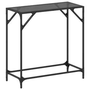 vidaXL Konzolna mizica s črno stekleno povr&scaron;ino 80x35x81 cm jeklo