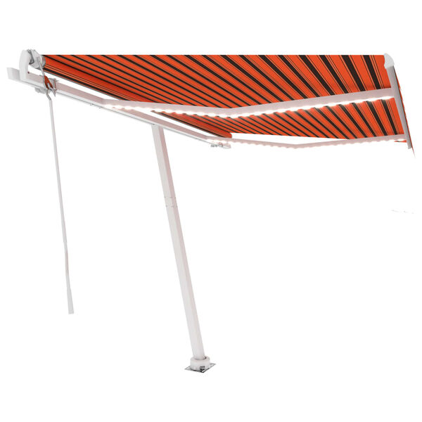 vidaXL Avtomatska tenda LED + senzor 300x250 cm oranžna/rjava