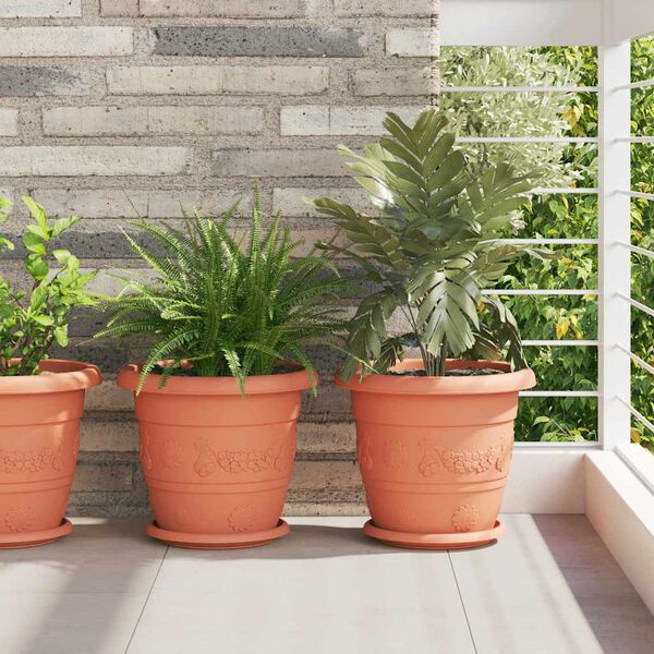 vidaXL Okrogli cvetlični lonec 24 pcs Kamnito rdeča &Oslash; 26 x 21.5 cm