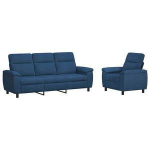 vidaXL Kavčna garnitura 2 pcs Modra Blago