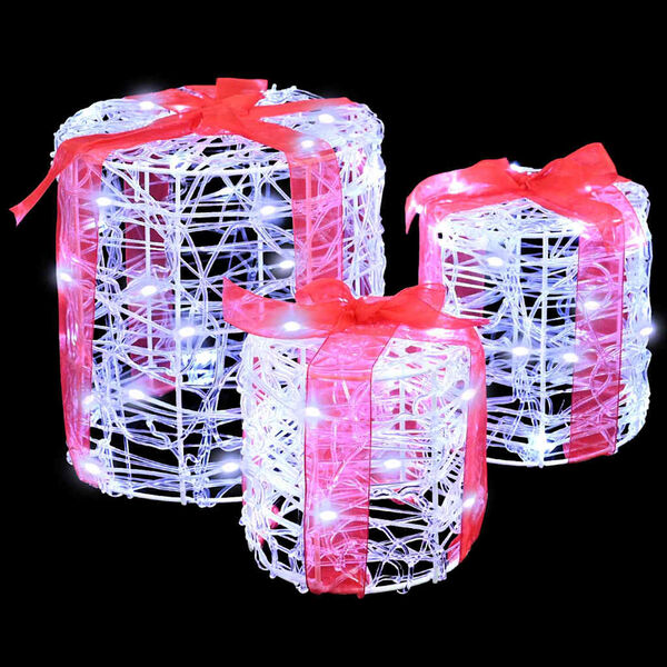 vidaXL Dekoracija Darilne Škatle 3 pcs Hladno bela 20 x 20 x 21 cm