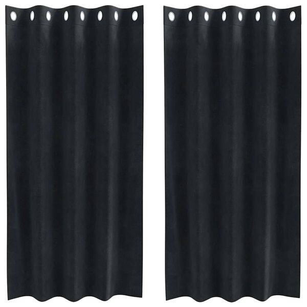 vidaXL Zatemnitvene zavese 2 pcs Črna 140 x 175 cm Žamet