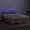 vidaXL Box spring postelja z vzmetnico LED zelena 140x200 cm blago