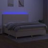 vidaXL Box spring postelja z vzmetnico LED krem 200x200 cm blago