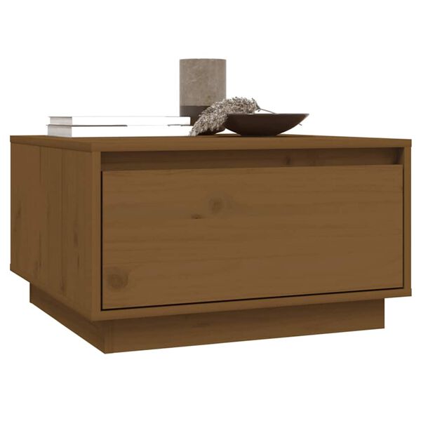 vidaXL Klubska mizica medeno rjava 55x56x32 cm trdna borovina