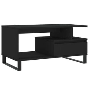 vidaXL Klubska mizica črna 90x49x45 inženirski les