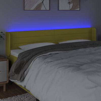 vidaXL LED posteljno vzglavje zeleno 203x16x78/88 cm blago