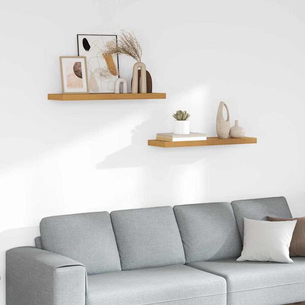 vidaXL Stenska polica 2 pcs Bež 80 x 23,5 x 4 cm Konstruiran les