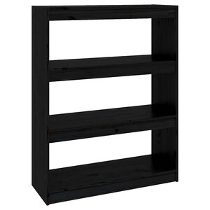 vidaXL Knjižna omara/pregrada črna 80x30x103,5 cm trdna borovina