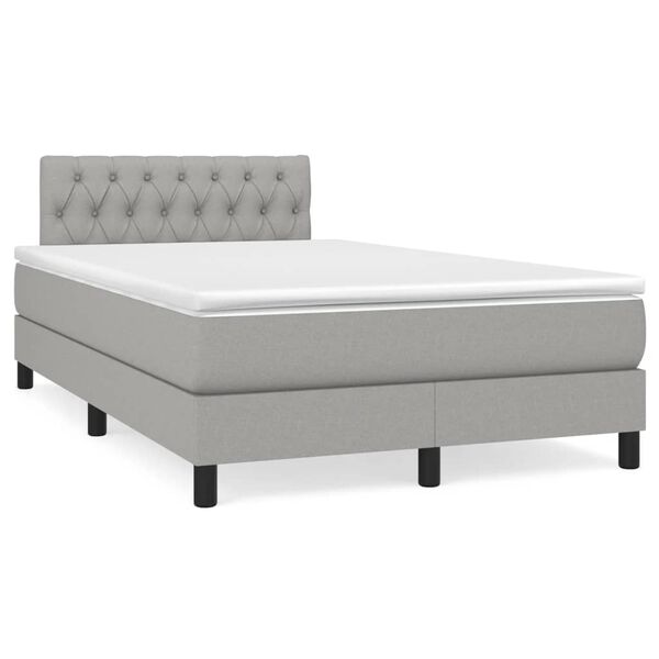 vidaXL Boxspring postelja z vzmetnico svetlo siva 120x190 cm blago