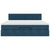 vidaXL Otomanska postelja z vzmetnico & LED temno modra 160x200cm