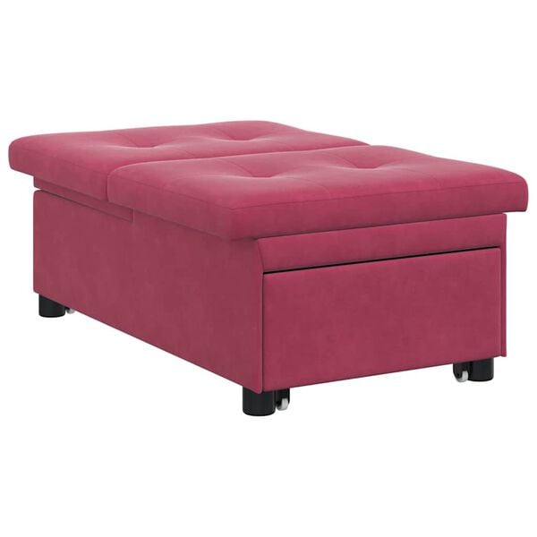vidaXL Sofa postelja Vinorodna rdeča 194 x 67 x 82 cm Žamet