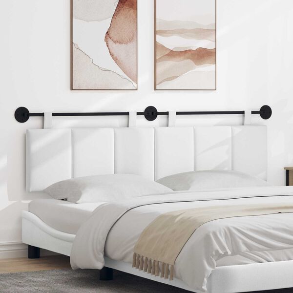 vidaXL Visoki naslon za glavo Črtasto Bela 190 x 55 x 5 cm blago