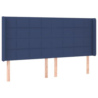 vidaXL Box spring postelja z vzmetnico LED modra 200x200 cm blago