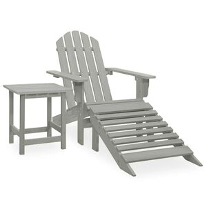 vidaXL Vrtni stol Adirondack z naslonom za noge in mizo les jelke siv