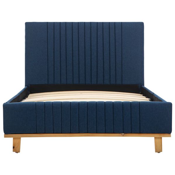 vidaXL Posteljni okvir modro blago 100x200 cm