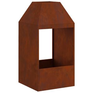 vidaXL Kamin za ogenj Rjav 50 x 50 x 100 cm Vremensko odporno jeklo