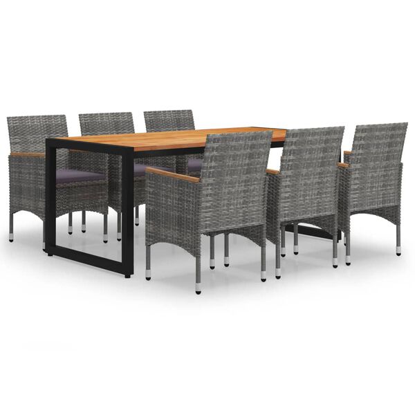 vidaXL Vrtna jedilna garnitura 7-delna siva