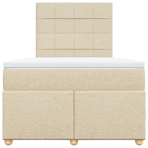 vidaXL Box spring postelja z vzmetnico krem 120x190 cm blago