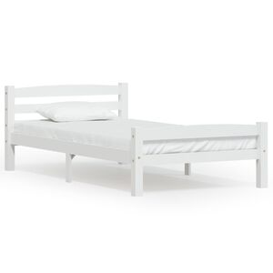 vidaXL Posteljni okvir bel iz trdne borovine 90x200 cm