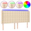 vidaXL LED posteljno vzglavje krem 203x16x118/128 cm blago