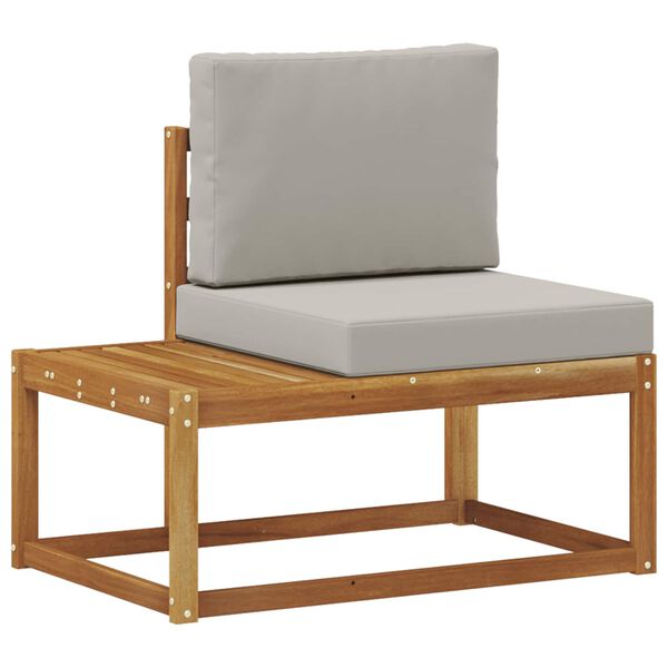 vidaXL Zunanji končni kavč z blazino 2 Kos Naravna in svetlo siva