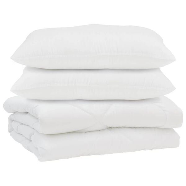 vidaXL Odeja z blazino 3 pcs Bela Mikrofibra