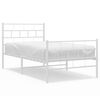 vidaXL Kovinski posteljni okvir z vzglavjem in vznožjem bel 90x200 cm