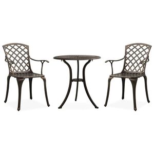 vidaXL Bistro garnitura 3-delna liti aluminij bronasta