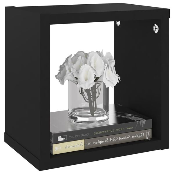 vidaXL Stenske police kockaste 4 kosi črne 22x15x22 cm