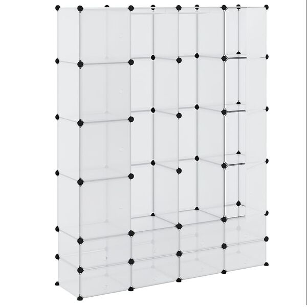 vidaXL Modularna omara z 18 predelki bela 37x146x180,5 cm