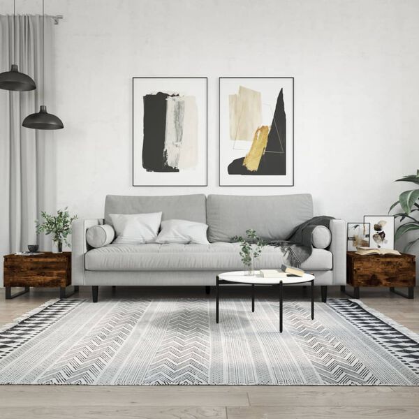 vidaXL Klubska mizica 2 kosa dimljeni hrast 50x46x35 cm inženirski les