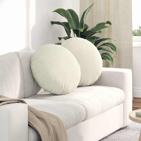 vidaXL Sedežne blazine 2 pcs krema &Oslash; 40 x 13 cm Žamet