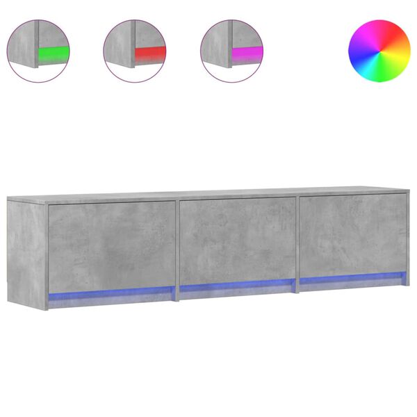 vidaXL TV omarica z LED Betonsko siva 165 x 34 x 40 cm Konstruiran les