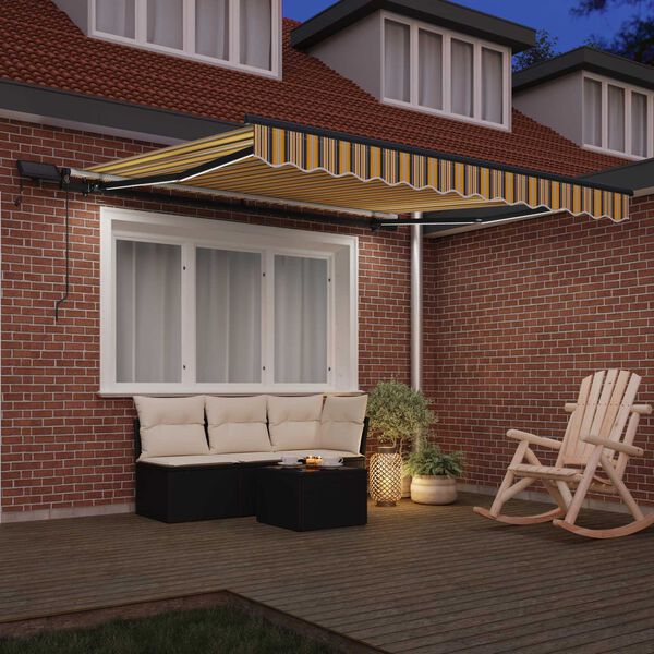 vidaXL Retraktilna tenda z LED lučmi večbarvno 300 x 250 cm blago