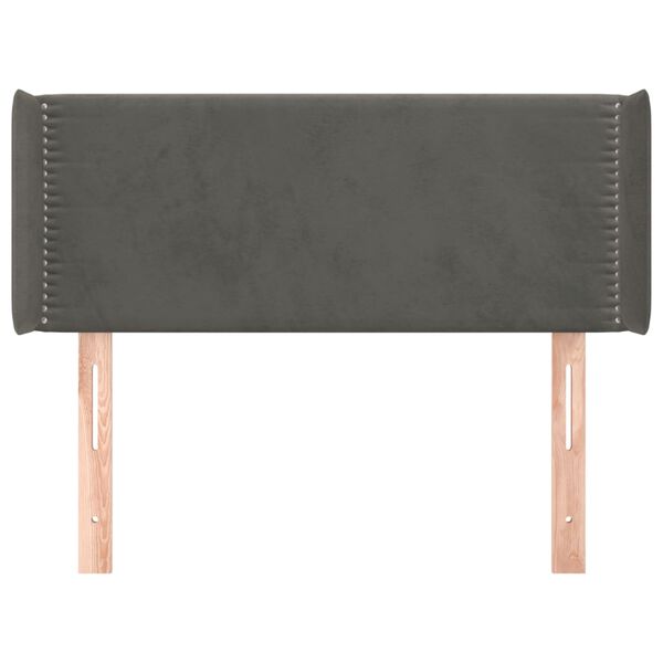 vidaXL Vzglavje z u&scaron;esi temno sivo 93x16x78/88 cm žamet